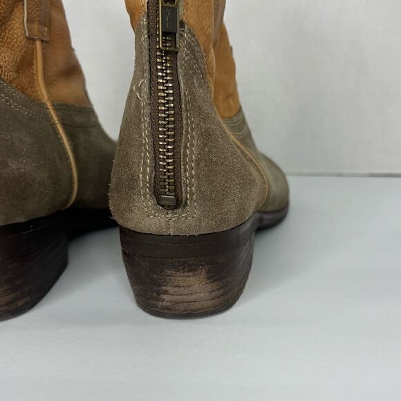 Steve Madden Midnite Gray Suede/Tan Cowboy Women’s Ankle Booties Sz 7 - Picture 9 of 11